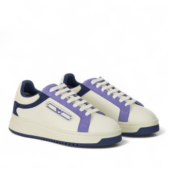 EMPORIO ARMANI - Eagle logo leather sneakers 2