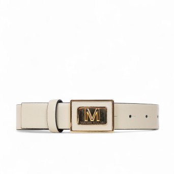 MARC ELLIS - Ceinture en cuir véritable avec logo monogrammé
