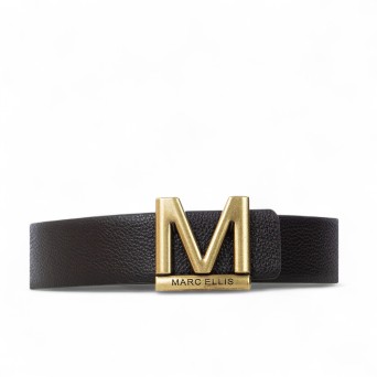 MARC ELLIS - Cintura reversibile in vera pelle con logo monogramma