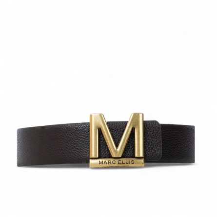 MARC ELLIS - Cintura reversibile in vera pelle con logo monogramma