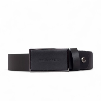 MOMO DESIGN - Ceinture en cuir véritable avec plaque logo