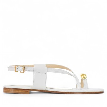 SIANOVIAROMA - Sandale flip-flop cuir nappa avec accessoire en métal
