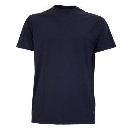 OUT/FIT - Camiseta elástica de cuello redondo con logotipo OUT/FIT - Camiseta elástica de cuello redondo con logotipo