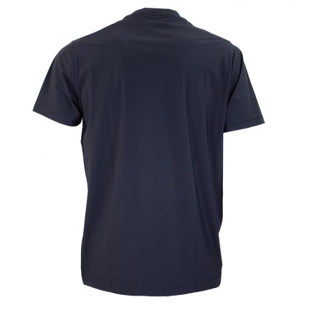 OUT/FIT - Camiseta elástica de cuello redondo con logotipo OUT/FIT - Camiseta elástica de cuello redondo con logotipo
