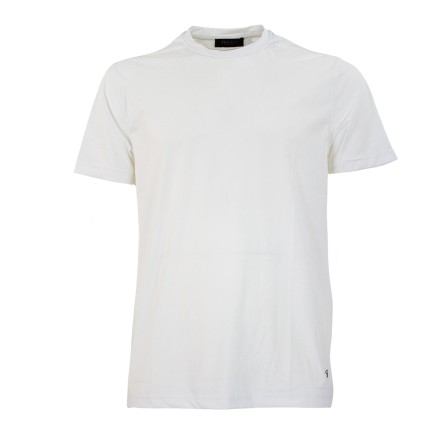 OUT/FIT - Camiseta elástica de cuello redondo con logotipo OUT/FIT - Camiseta elástica de cuello redondo con logotipo