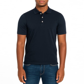 OUT/FIT - Three-button cotton knit polo shirt