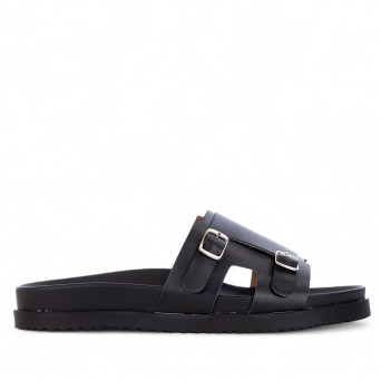 VINCENT VEGA - Zapatilla de piel de becerro con doble hebilla