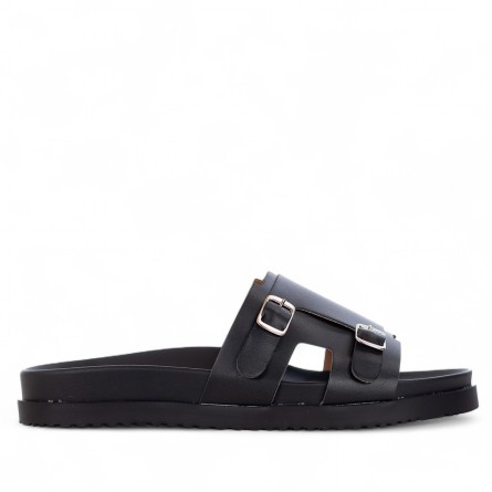 VINCENT VEGA - Zapatilla de piel de becerro con doble hebilla