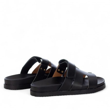 VINCENT VEGA - Calfskin leather slipper with double buckle