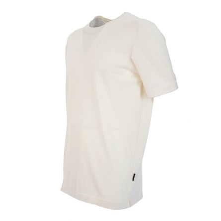 OUT/FIT - T-shirt in maglia di cotone con patch logo OUT/FIT - T-shirt in maglia di cotone con patch logo