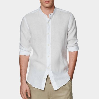 FILANGIERI NAPOLI - Camicia 100% lino con collo coreano