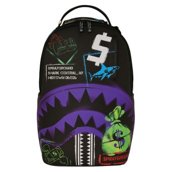 SPRAYGROUND - Backpack SHARK CENTRAL STENCILS BLACK DLXSV