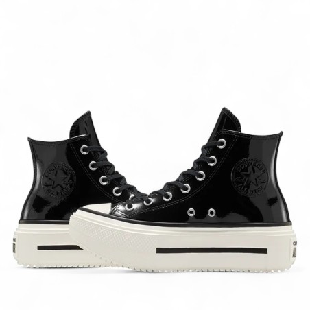 CONVERSE - Baskets Chuck Taylor All Star Lift Double Stack Platform Cuir verni