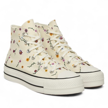 CONVERSE - Turnschuhe Chuck Taylor All Star Lift Plattform gestickten Blüten