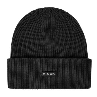 PINKO - Berretto in misto lana con patch logo