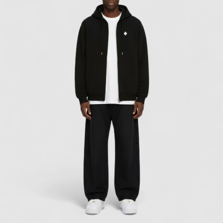 COUNTY OF MILAN - Felpa full zip con cappuccio Washed Effecty Logo