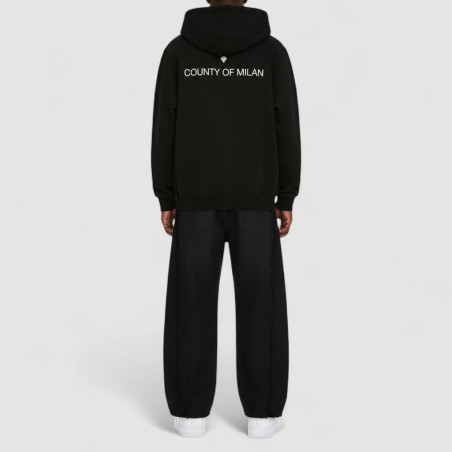 COUNTY OF MILAN - Felpa full zip con cappuccio Washed Effecty Logo