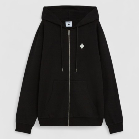 COUNTY OF MILAN - Felpa full zip con cappuccio Washed Effecty Logo