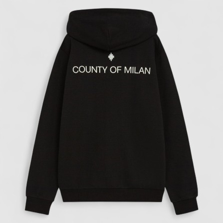 COUNTY OF MILAN - Felpa full zip con cappuccio Washed Effecty Logo