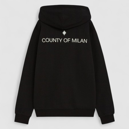 COUNTY OF MILAN - Felpa full zip con cappuccio Washed Effecty Logo