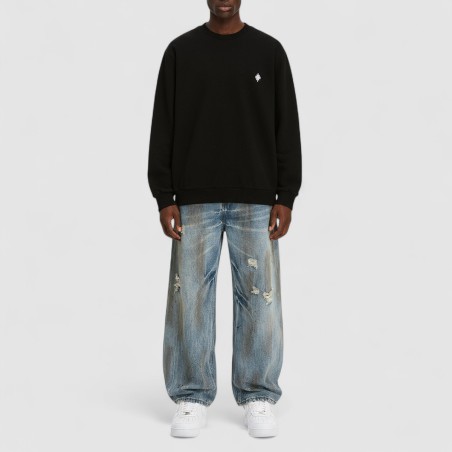 COUNTY OF MILAN - Sudadera de cuello redondo Washed Effect con logotipo