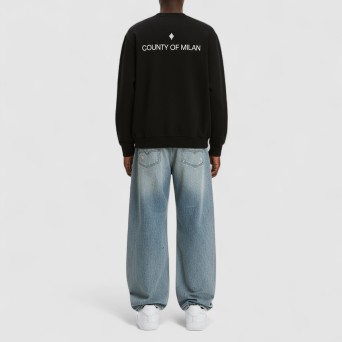 COUNTY OF MILAN - Washed Effect crewneck sweatshirt with logo 2