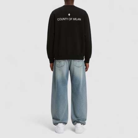 COUNTY OF MILAN - Sweatshirt mit Rundhalsausschnitt und Logo aus gewaschenem Effekt
