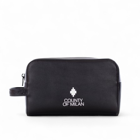 COUNTY OF MILAN - Beauty case in ecopelle con logo stampato
