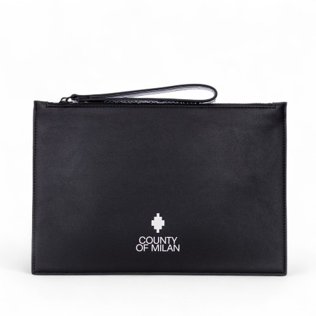 COUNTY OF MILAN - Faux leather clutch bag with printed logo