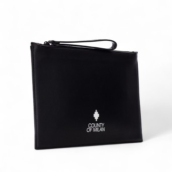 COUNTY OF MILAN - Faux leather clutch bag with printed logo 2