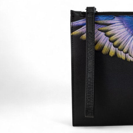 COUNTY OF MILAN - Pochette en faux cuir avec imprimé Ailes