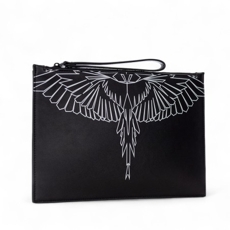 COUNTY OF MILAN - Faux leather clutch bag with Wings print