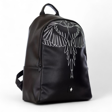 COUNTY OF MILAN - Faux leather backpack with Wings print