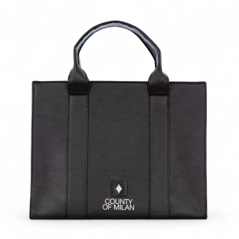 COUNTY OF MILAN - Faux leather handbag with logo patch