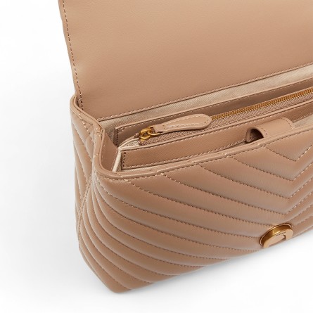 PINKO - Medium Love Bag Sac à main Puff en cuir nappa à chevrons