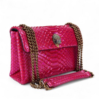 KURT GEIGER - Bolso de hombro mediano de piel con estampado de serpiente Kensington 2