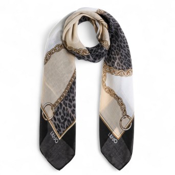 LIU JO - Foulard con stampa animalier e chain