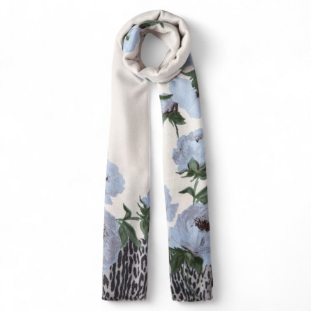 LIU JO - Stola con stampa animalier floreale e bordi sfrangiati