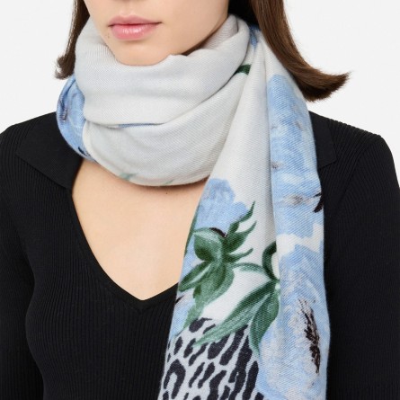 LIU JO - Étole à imprimé floral animalier et bords effilochés LIU JO - Étole à imprimé floral animalier et bords effilochés