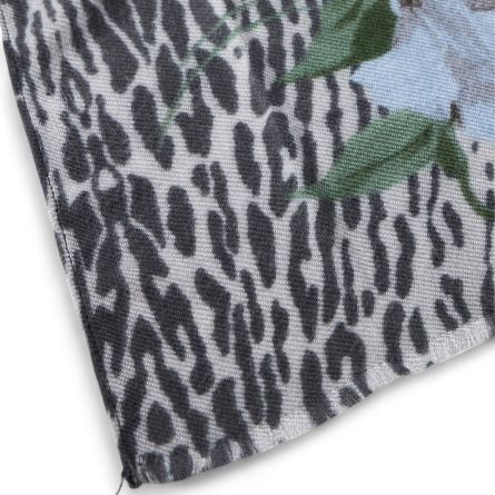 LIU JO - Stole with floral animal print and frayed edges