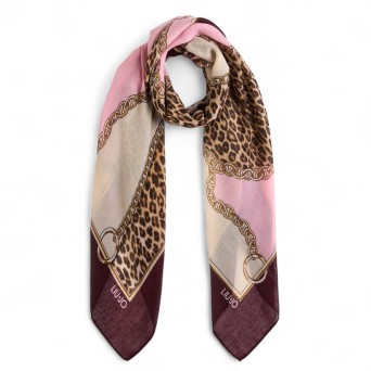 LIU JO - Foulard con stampa animalier e chain