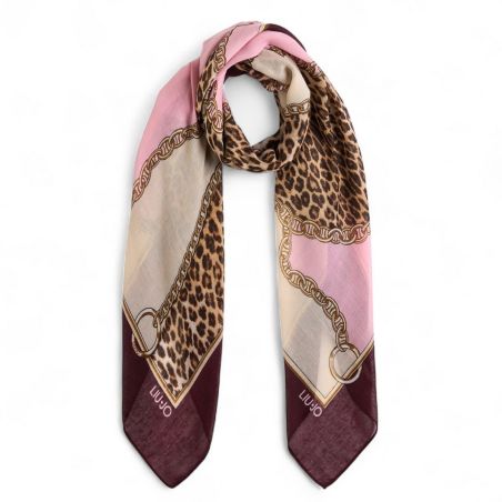 LIU JO - Foulard con stampa animalier e chain