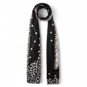 LIU JO - Stole with animal print and logo