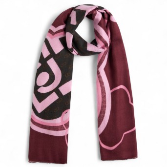 LIU JO - Stola con stampa logo e bordi sfrangiati