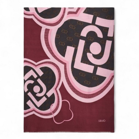 LIU JO - Estola con logo estampado y bordes deshilachados LIU JO - Estola con logo estampado y bordes deshilachados