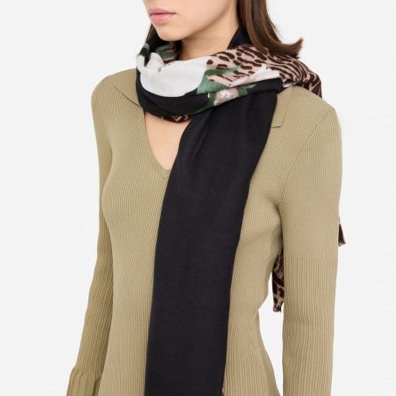 LIU JO - Stole with floral animal print and frayed edges