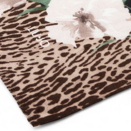 LIU JO - Stole with floral animal print and frayed edges