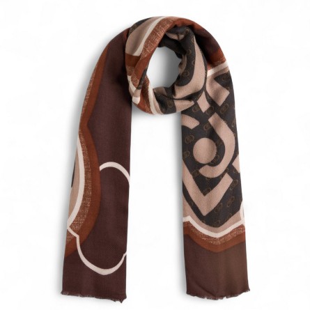 LIU JO - Stole with logo print and frayed edges