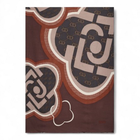 LIU JO - Estola con logo estampado y bordes deshilachados LIU JO - Estola con logo estampado y bordes deshilachados