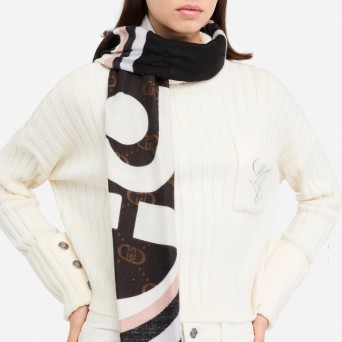 LIU JO - Estola con logo estampado y bordes deshilachados 2
